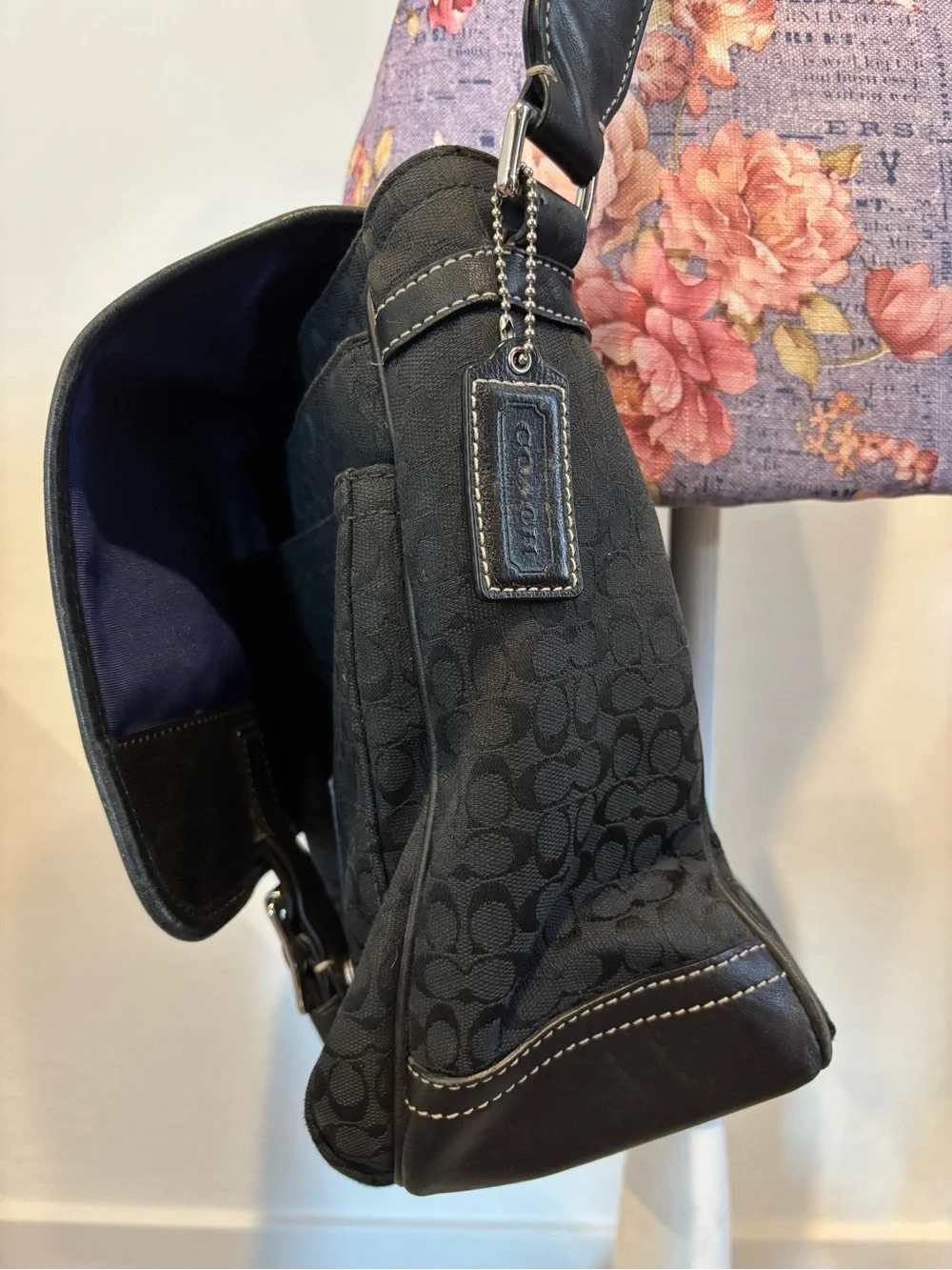 Coach Black Voyager Monogram Canvas Crossbody Messenger Bag